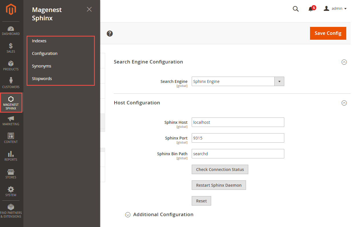 Documentation > 2. Sphinx Search User Guides > 01-Sphinx-Magenest-Magento-2-extension-Menu.png